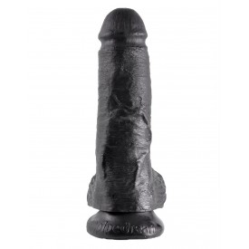 Чёрный фаллоимитатор 8" Cock with Balls - 21,3 см.